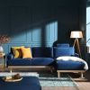 Korea Long Sofa Fabric In Blue Navy Color